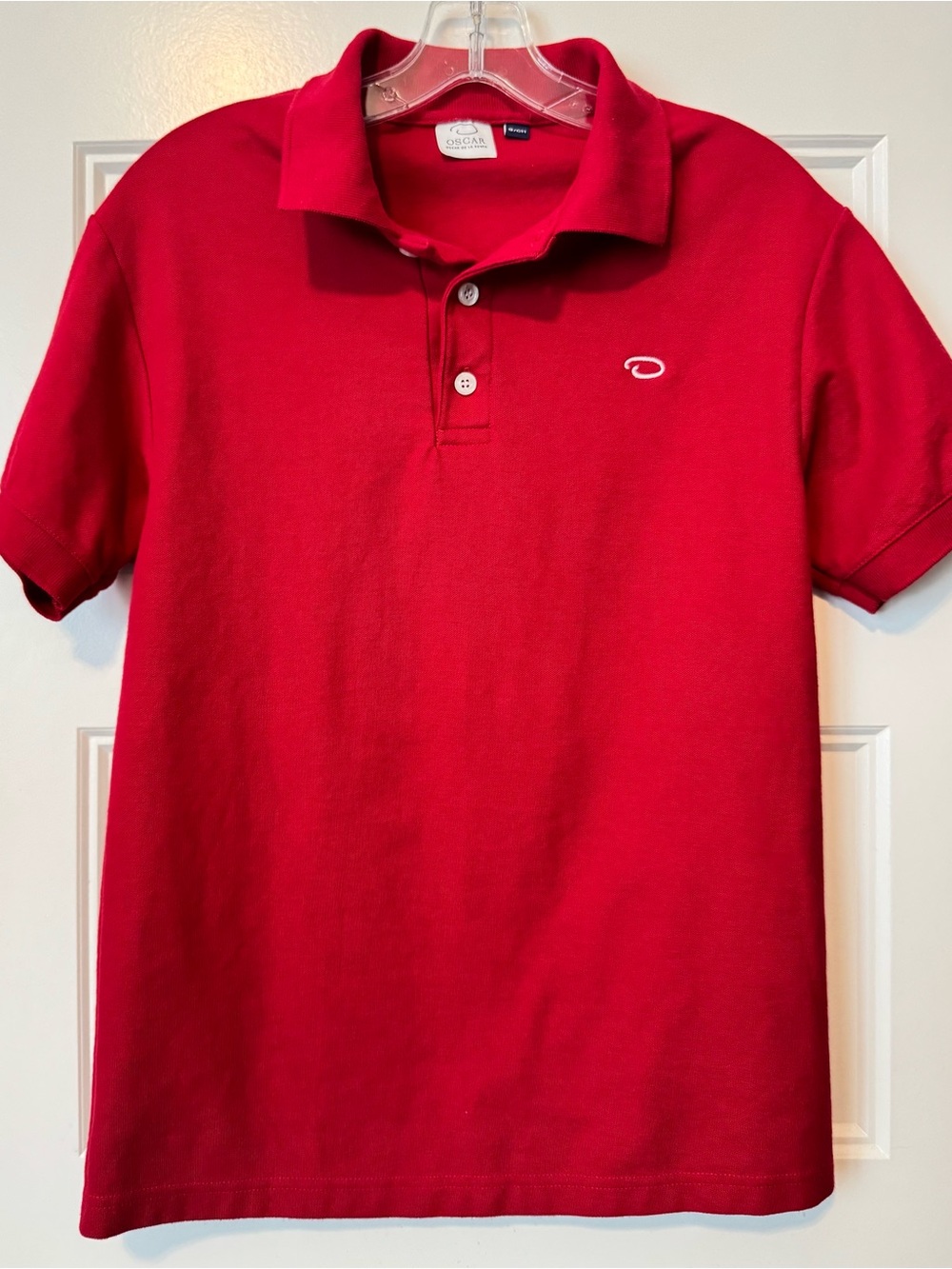 Oscar by Oscar de la Renta Red Polo Shirt Embroidered Logo Preppy Golf S